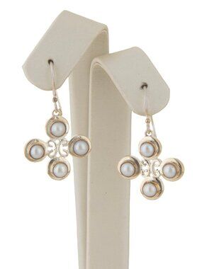 Sterling Silver and 22K Gold Vermeil Earrings with Pearls